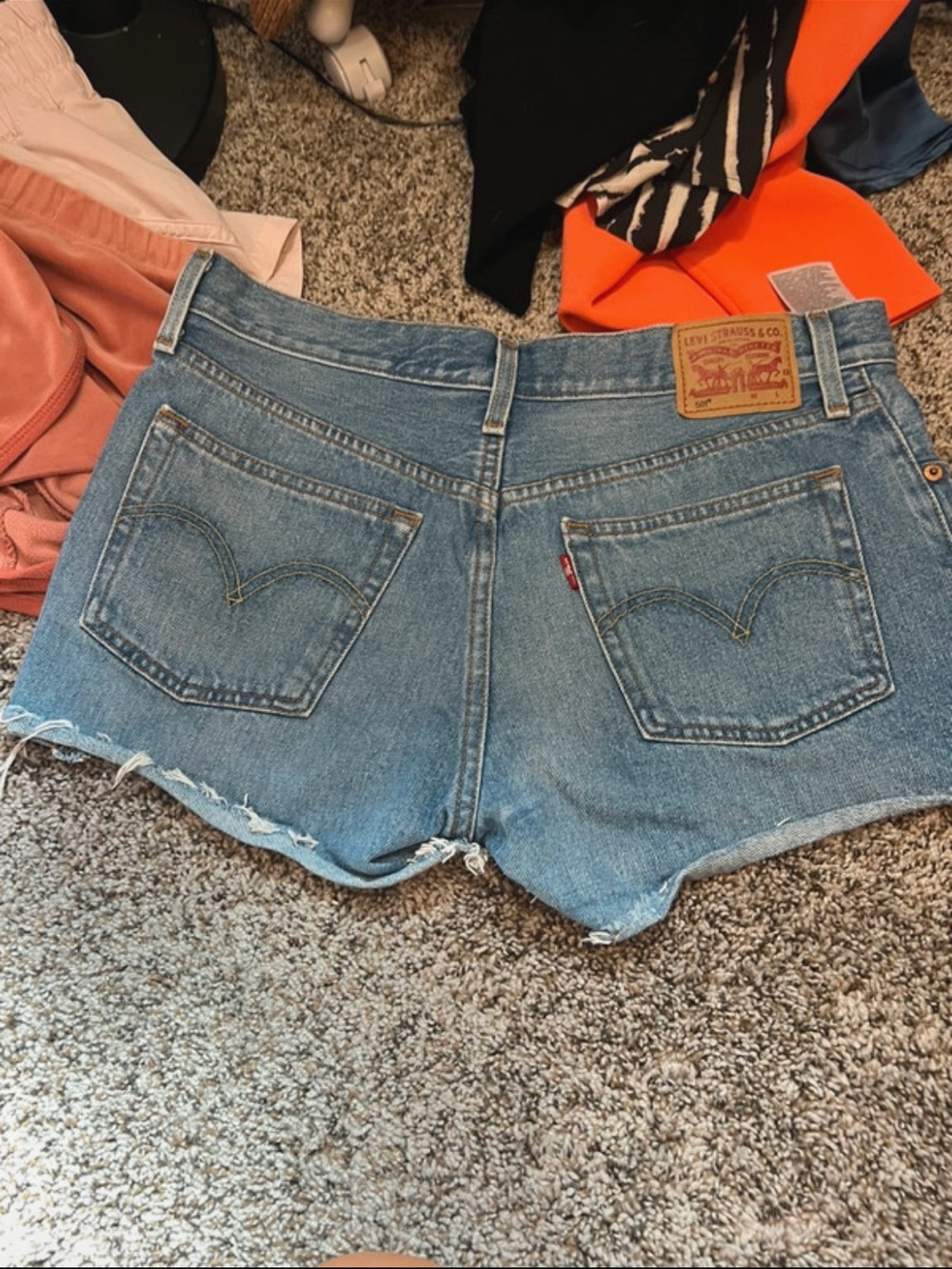 Levi's Light Blue Denim Cutoff Shorts with Frayed Hem